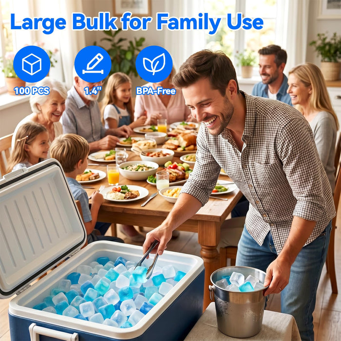 1.4“ Inch Large Reusable Ice Cubes, 100 Pack
