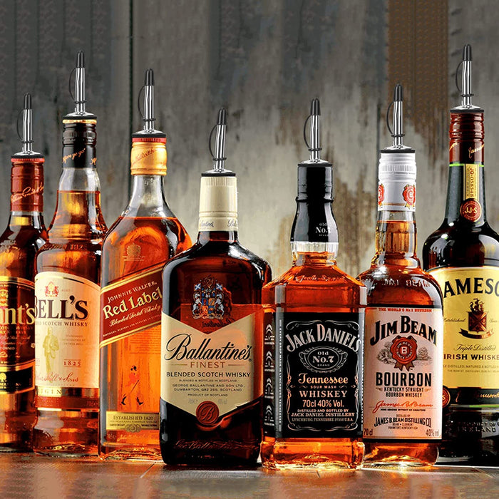 Pafusen 12 Pack Liquor Pour Spout With Dust Caps - Bottle Pourers for Alcohol, Olive Oil - Speed Pourers, Bar Bartender Accessories