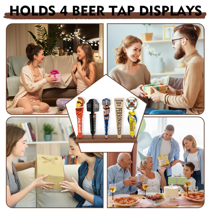 YeeBeny Beer Tap Handle Display, Beer Tap Handle Display Wall Mount for Beer, Whiskey Wine, Boston Wine Bottle Display, Beer Tap Handle Holder with 5 Beer Tap(Only Holder)
