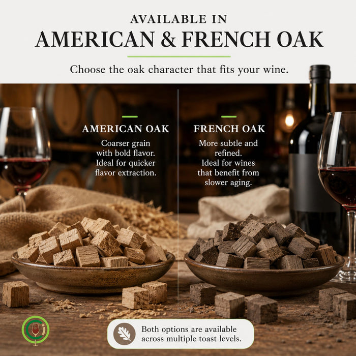 Oak Chips Inc. French Oak Cubes for Brewing - Medium Toast - 1 lb - Perfect for Aging Wines, Spirits, Beer, and More!