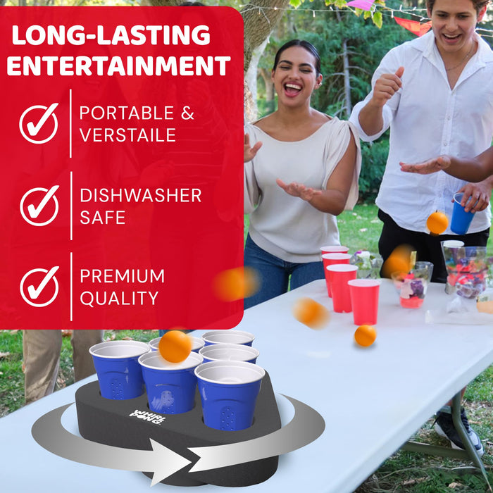 Whirl Pong – The Spinning Cup Pong Game | Rechargeable Rotating Party Game Set | Ultimate College Party, Tailgate & Family Game | Cup Pong Reinvented