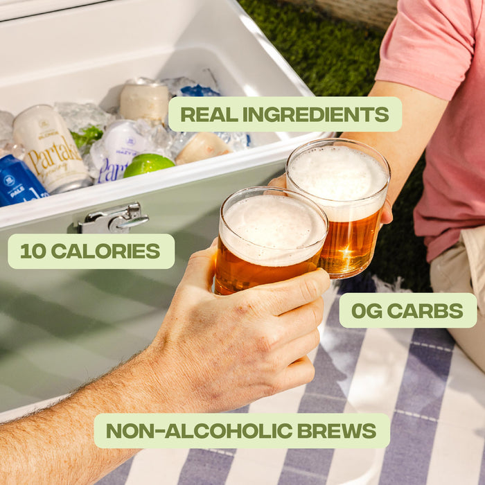 Partake Brewing Craft Non Alcoholic Beer, IPA 12 Pack x 12 Fl Oz Cans - Low Calorie & Carb, No Sugar, All Natural Ingredients - Award-Winning Taste, Non Alcoholic Beer Without the Empty Calories