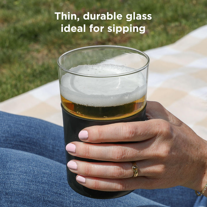 Rabbit Freezable Beer Glasses, 2 Count (Pack of 1), Black