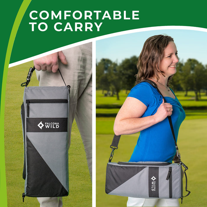 Falcona Wild Golf Cooler Bag Plus 2 Ice Packs - Keeps Drinks Cold for Hours - Holds 6 Cans - Fits Discreetly in Golf Bags - Insulated Beer Sleeve and Cooler Accessories