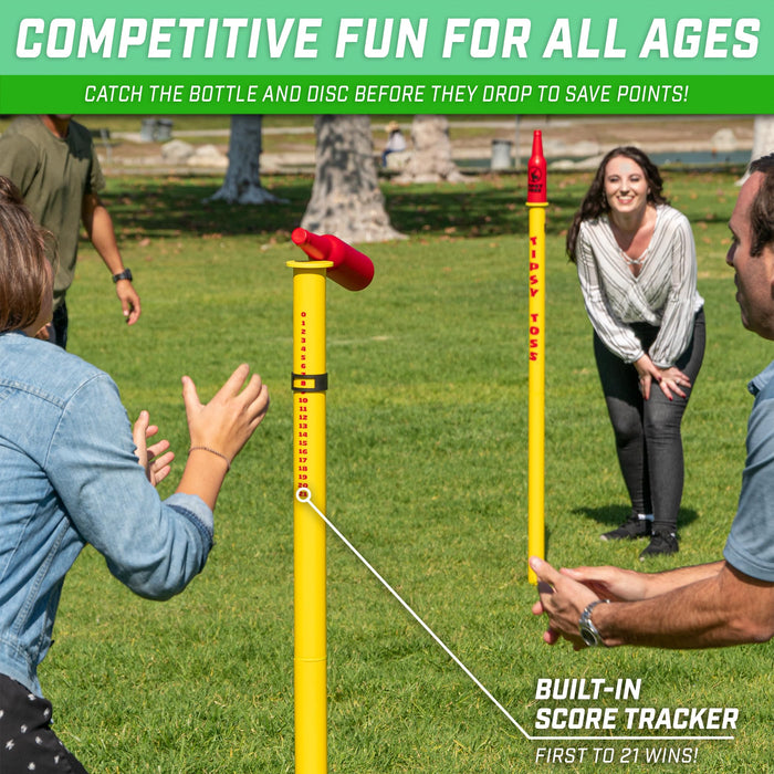 GoSports Tipsy Toss Game Set - Flying Disc Bottle Drop Yard Game
