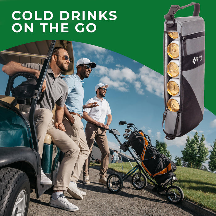 Falcona Wild Golf Cooler Bag Plus 2 Ice Packs - Keeps Drinks Cold for Hours - Holds 6 Cans - Fits Discreetly in Golf Bags - Insulated Beer Sleeve and Cooler Accessories