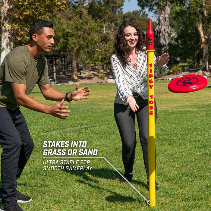 GoSports Tipsy Toss Game Set - Flying Disc Bottle Drop Yard Game