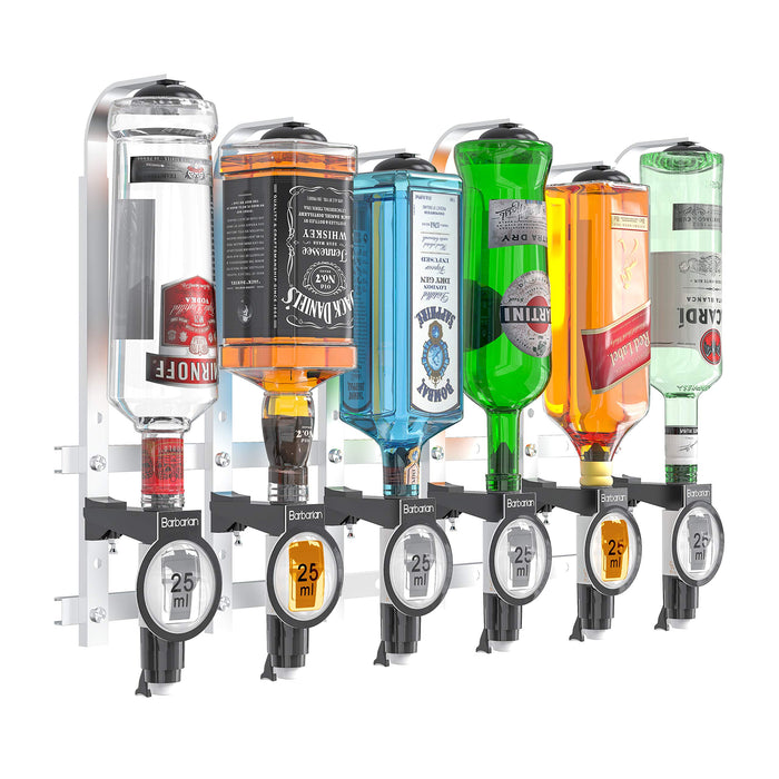Barbarian Liquor Dispenser For Home Bar 3/4/6 Bottle Wall Mounted - Bar Butler Shot Measure Bracket Alcohol Wine Upside Down Drink Jigger Optics Man cave