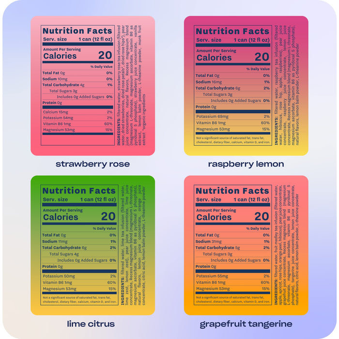 Recess Mood Magnesium & Adaptogen Drink, Relaxation Beverage, 12 Ounce (Variety Pack, 12 Pack)