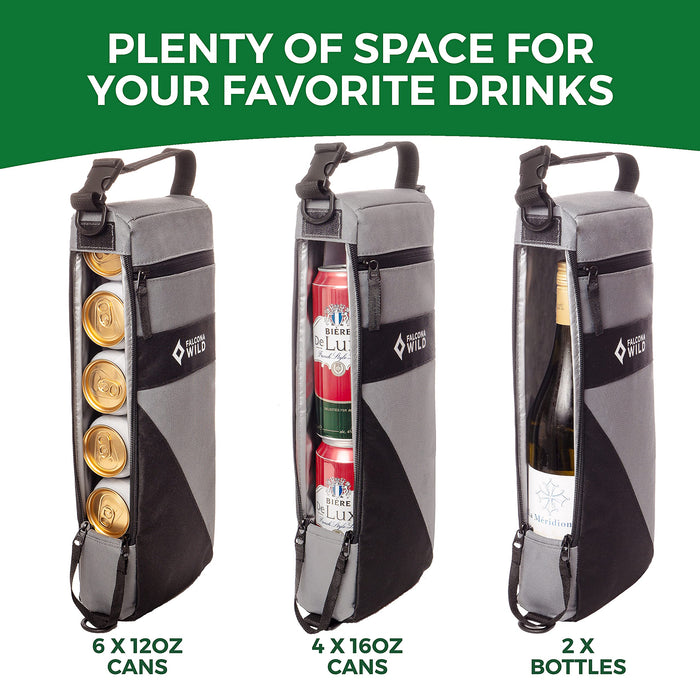 Falcona Wild Golf Cooler Bag Plus 2 Ice Packs - Keeps Drinks Cold for Hours - Holds 6 Cans - Fits Discreetly in Golf Bags - Insulated Beer Sleeve and Cooler Accessories