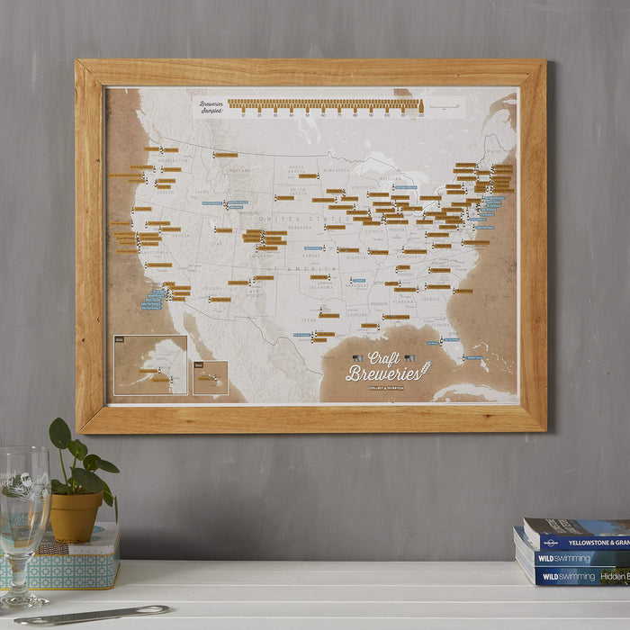 Scratch Off USA Map Craft Breweries Poster - Beer Enthusiast Gifts - Maps International - 17 x 22 inches