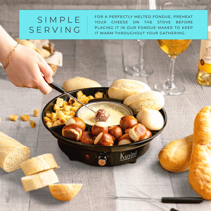 Kusini Electric Fondue Pot Set – Chocolate Fondue Kit - Temperature Control