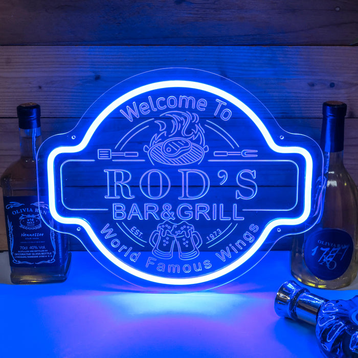 Custom Bar & Grill Neon Sign, Personalized Name Light for Home Bar or Man Cave, Unique LED Gift for Dad, Husband or Friend