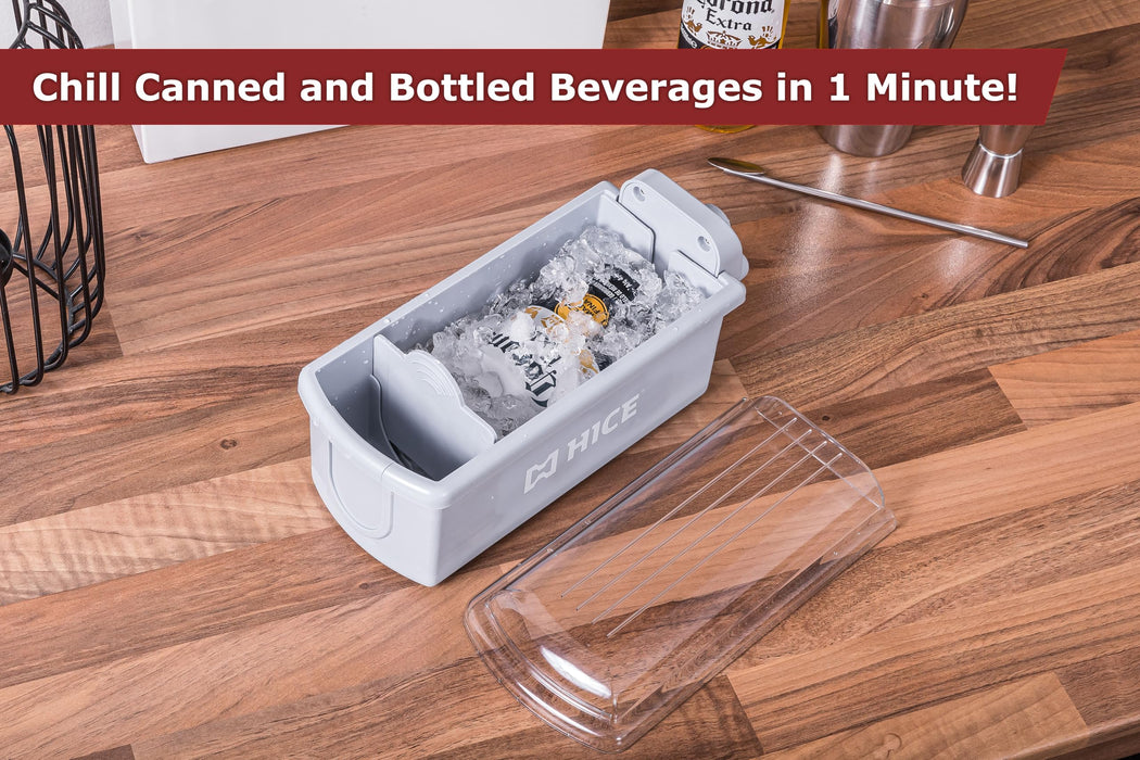 HICE Drink Chiller Rapid Beverage Cooler - Hyper Spin Instant Can & Bottle Cooler, No Batteries, Iced Frost Cooling for Soda, Beer & Water, Mini Universal Drink Cooler, Fast & Coldest Freeze (Gray)