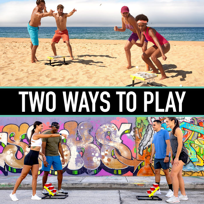 Franklin Sports Stadium Cup Pong Set - Jumbo 6 Cup Pong Game Set with Cups + Stand - Fun Indoor + Outdoor Tailgate Game