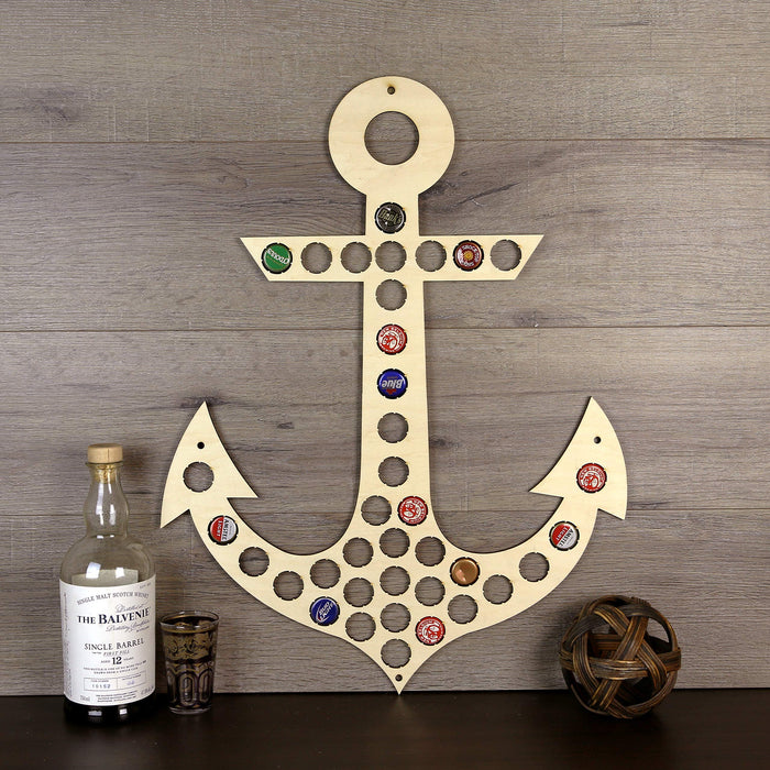 Torched Anchor Beer Cap Holder | Wall Mount Beer Cap Catcher | Beer Cap Decor Display Art | Holds 37 Caps | A Great Gift for Men, Beer Lovers, and Collectors
