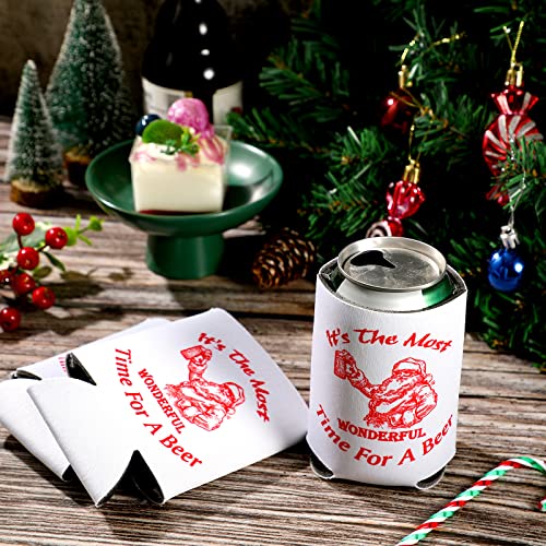 10 Pcs Christmas Santa Beer Can Cooler Christmas Neoprene Slim Beer Can Sleeves Holiday Santa Claus Collapsible Beer Covers for Slim Beer Cans - The Beer Connoisseur® Store