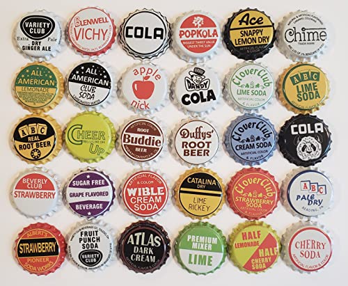100 Soda Bottle Caps, Few Repeats, Vintage Classic Brands Soda Pop, Multiple, 1.25'' (31.75mm) (SODA-100-NEW-FEWREPEATS) - The Beer Connoisseur® Store