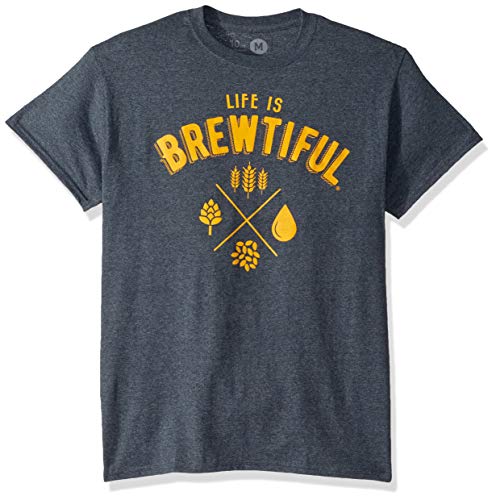 10oz apparel Beer t Shirt Life is Brewtiful … (Dark Heather, L) - The Beer Connoisseur® Store