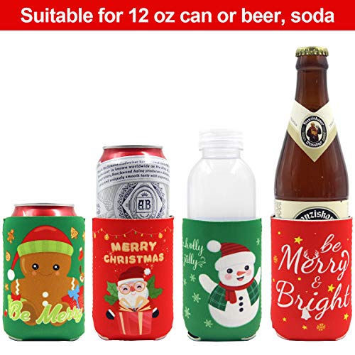 12 Christmas Can Cooler Sleeves Funny Neoprene Beer Can Covers for Christmas Party Supplies - The Beer Connoisseur® Store