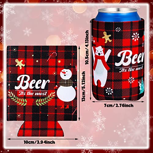 14 Pieces Christmas Beer Bottle Sleeve Buffalo Plaid Neoprene Insulated Bottle Jackets Beer Bottle Insulators Red and Black Santa Snowman Tree Beer Bottle Sleeve for Xmas Gifts - The Beer Connoisseur® Store