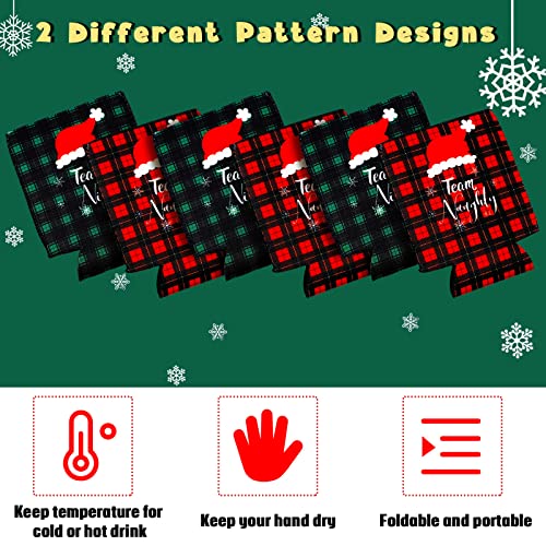 16 Pcs Christmas Can Coolers Sleeves Xmas Neoprene Drink Holders Buffalo Plaid Team Naughty Team Nice Can Cooler Sleeves Insulator Sleeve Cup Holder for Christmas Holiday Party Favor Gifts, 2 Styles - The Beer Connoisseur® Store