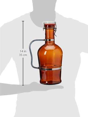 2 Liter Growler with Metal Handle- Amber - The Beer Connoisseur® Store