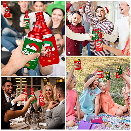 24 Pcs Christmas Beer Can Coolers Sleeves Xmas Neoprene Drink Holders Team Naughty Team Nice Can Sleeves Holiday Can Insulated Covers for Canned Beverages Bottle Drink Party Decors (Red and Green) - The Beer Connoisseur® Store