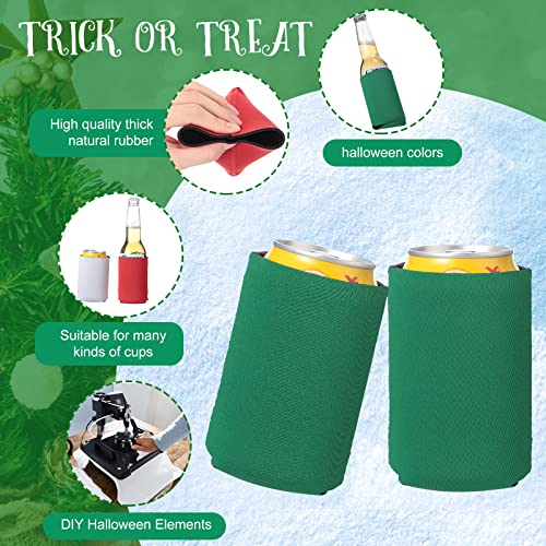 24 Pieces Halloween Thanksgiving Can Cooler Sleeves Multicolor Soda Cover Coolies Blank Can Covers Neoprene Sublimation Sleeves for Weddings, Bachelorette Parties (Red, White, Green) - The Beer Connoisseur® Store