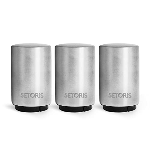 Magnetic Beer Bottle Opener By Setoris- Set of 3 Stainless Steel Automatic Pop Off Beer Opener- Durable Push Down Beer/Soda Bottle Opener For Quick & Easy Use- Cool Gadget Gift For Men, Dad, Husband