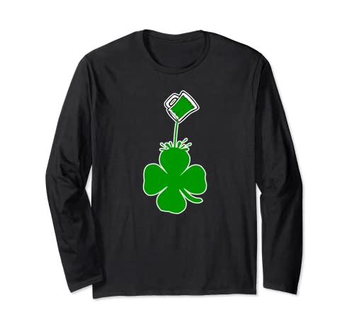 Funny St. Patrick's Day Shirt Pouring Shamrock Green Beer Long Sleeve T-Shirt