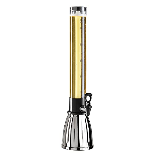 OGGI Beer Tower 3L/100oz - Beverage Dispenser with Spigot & Ice Tube, Margarita Tower, Mimosa Tower, Perfect Drink Dispensers for Parties, Drink Tower, Holds 6 Pints of Beer – Stainless