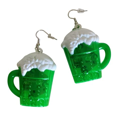 St. Patrick's Day Light Up LED Shamrock Earrings (Beer Mug)