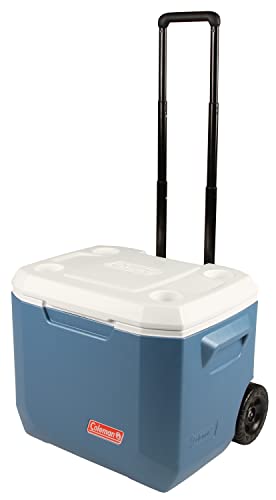 Coleman Portable Cooler with Wheels Xtreme Wheeled Cooler, 50-Quart, Blue/White