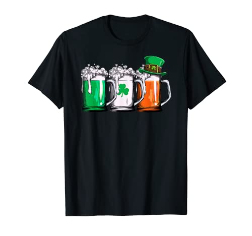 Beer St Patricks Day Leprechaun Men Women Irish Ireland Flag T-Shirt