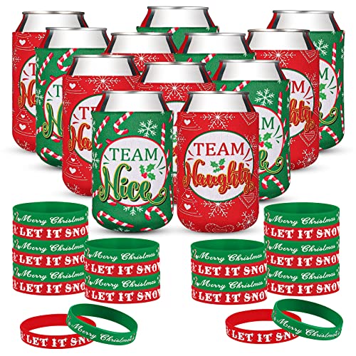 12 Pcs 12 oz Christmas Beer Can Coolers Sleeves Team Naughty Nice Beer  Sleeves Neoprene Slim Beer Can Cooler Red Green Neoprene Drink Holders for