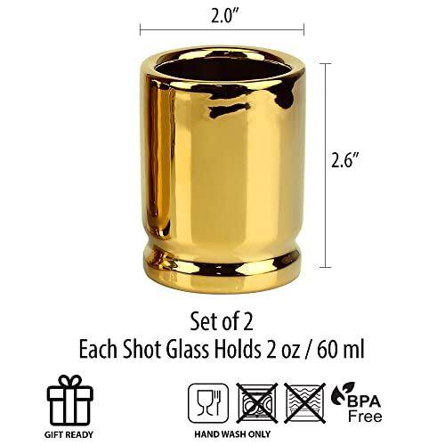 Barbuzzo ORIGINAL 50 CAL SHOT GLASSES, Set of 2, American Owned & Designed, Like Real 50 Caliber Bullet Casings - Shot Glasses Hold 2 Ounces