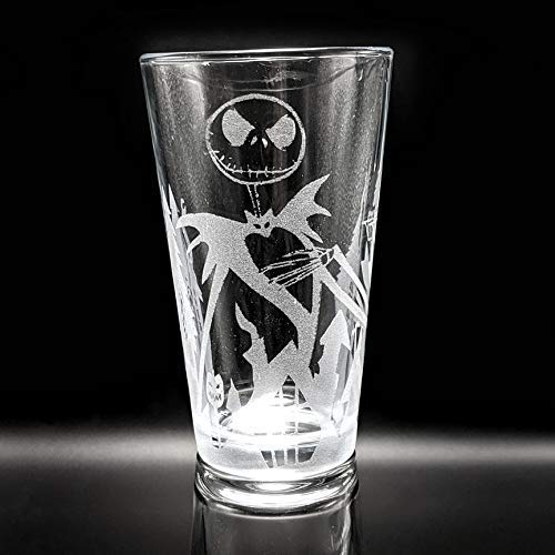 HALLOWEENTOWN Engraved Beer Pint Glass | Inspired by The Nightmare Before Christmas and Corpse Bride | Great Drinking Gift Idea!