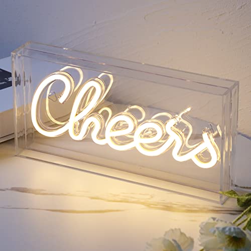 Cheers Sign Neon Signs USB LED Sign Desk Lightbox Cheers Neon Bar Sign 3D Wall Neon Light up Sign for Party Wall Décor Party Light Accessories