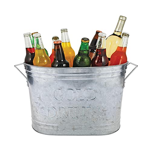 Twine Insulated Drink Beverage Tub - Galvanized Metal Bucket Cooler for Beer & Wine Perfect for Home Parties Holds 5.35 Gallons