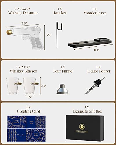 Father's Day Gifts for Men Dad, Kollea 15.2 Oz Whiskey Decanter Set with 2 Glasses, Unique Anniversary Birthday Gift Ideas for Him Husband Grandpa, Cool Military Tequila Liquor Dispenser for Home Bar