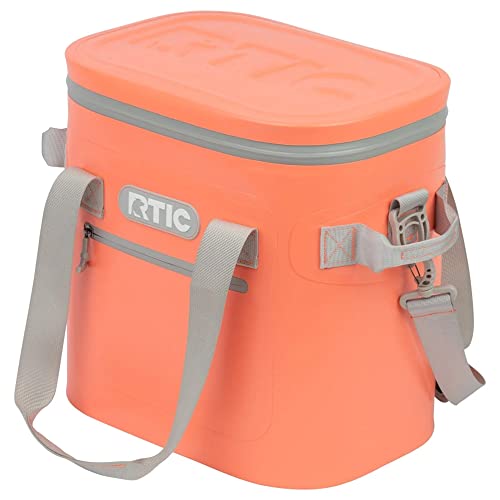 RTIC Soft Cooler 30 Can, Insulated Bag Portable Ice Chest Box for Lunch, Beach, Drink, Beverage, Travel, Camping, Picnic, Car, Trips, Floating Cooler Leak-Proof with Zipper, Coral