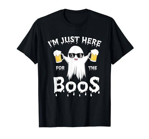 I'm Just Here For The Boos Funny Ghost Halloween Beer Lovers T-Shirt