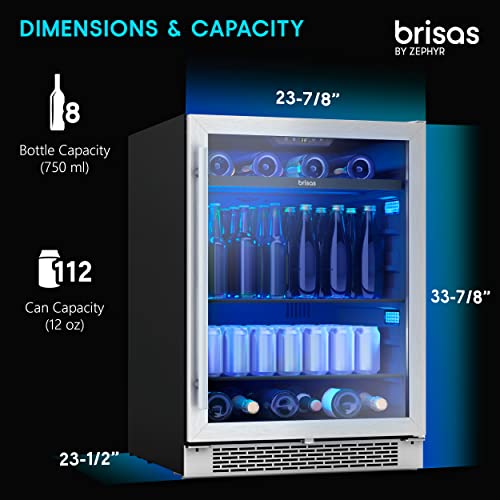 Zephyr Brisas 24 Inch Brisas Single Zone Beverage Cooler Deluxe features,Active Cooling Technology for even cooling and Vibration Dampening System in your Brisas cooler