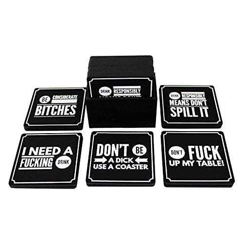 Summit One Funny Coasters for Drinks, Set of 10 (4 x 4 Inch, 5mm Thick) - Bar Accessories for The Home bar Set, Absorbent Felt Drink Coasters The Ideal Man cave Accessories