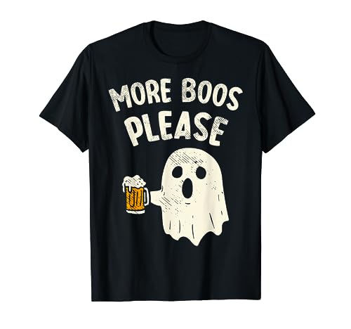 Retro More Boos Please Ghost Beer Halloween Costume Men Boys T-Shirt