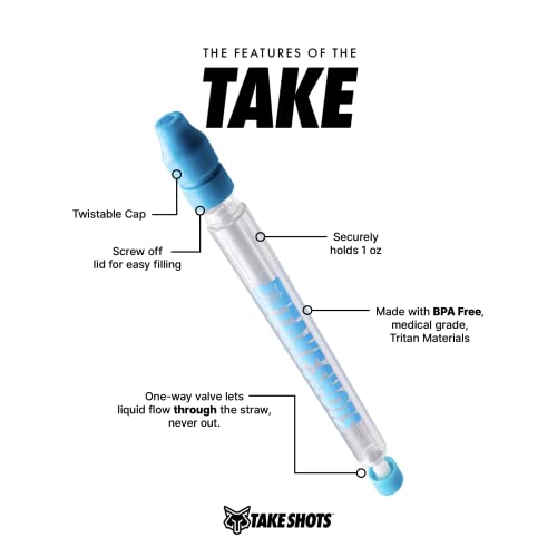 TakeShots Take - Shot Holder & Straw for Drinks & Chasers - Experience Shots On the Go - Fits All Standard Bottles, Glasses, & the Chase - 1oz (Blackout)