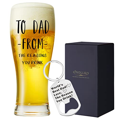 Funny Dad Birthday Gift from Daughter Son Kids,Gag Father's Day Present Ideas for Dad,New Dad,Papa,Stepdad,To Dad From the Reasons 16oz Beer Glass