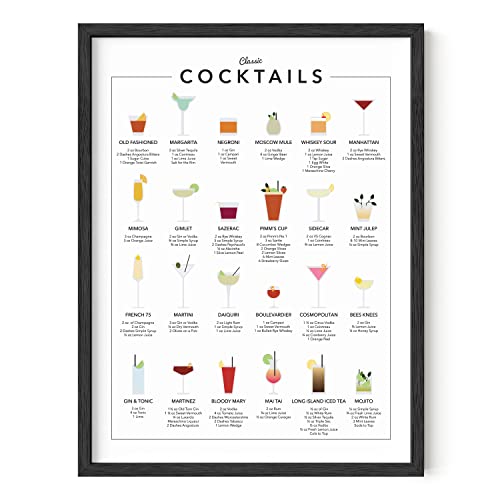 Cocktail Mixology Wall Art Print for Bar - by Haus and Hues | Alcohol Bar Themed Kitchen Home, Office Apartment Wall Decor Home Bar Accessories, Bar Cart Decor Cocktail Poster, UNFRAMED 12" x 16"