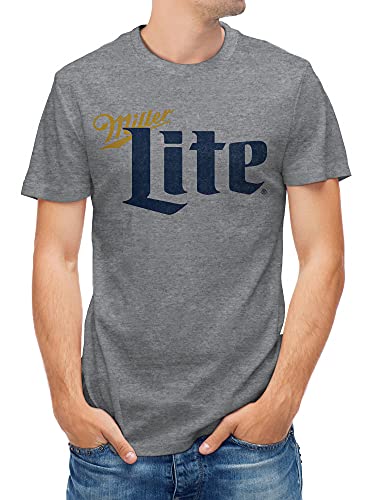 Tee Luv Miller Lite T-Shirt - Distressed Miller Light Beer Shirt (Graphite Snow Heather) (M)